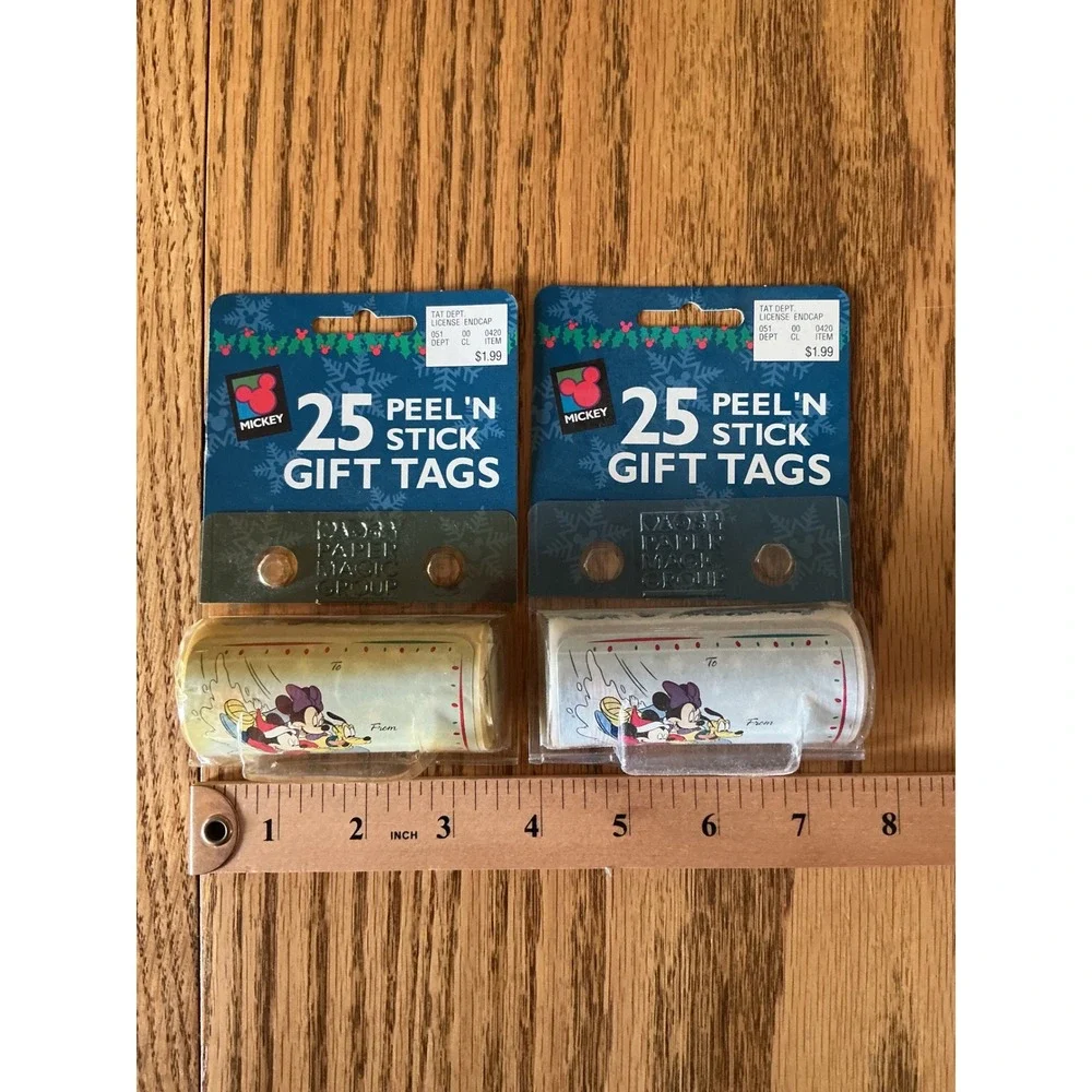 Vintage Disney Mickey Mouse Christmas Gift Tags 2 Packs 50 Peel N Stick Labels